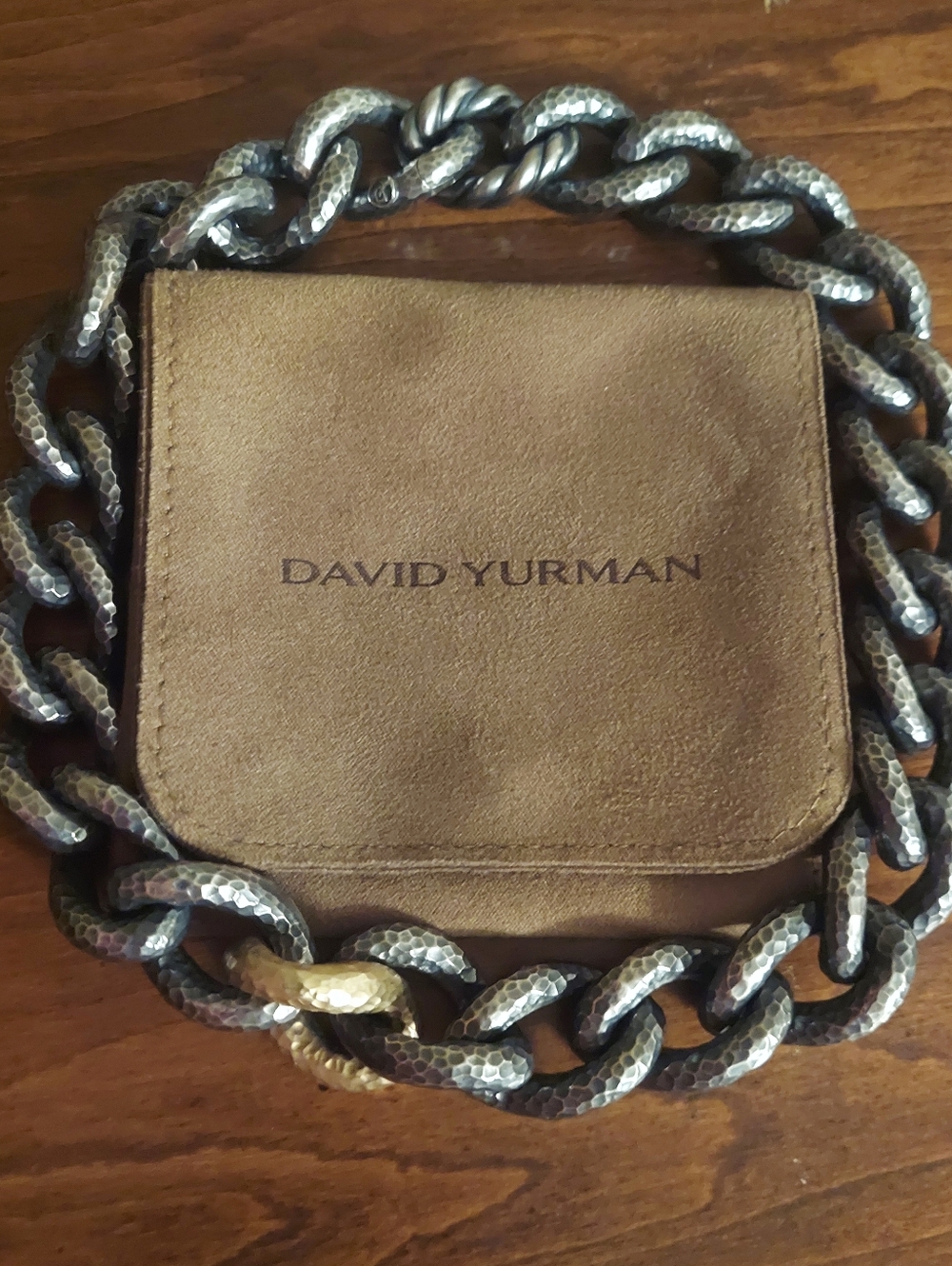 David Yurman Hammered Chain Necklace - Darkened 925 Silver and Gold